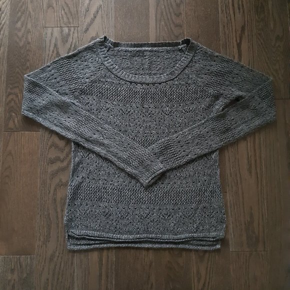 grey long sleeve see through knit sweater - Picture 1 of 2